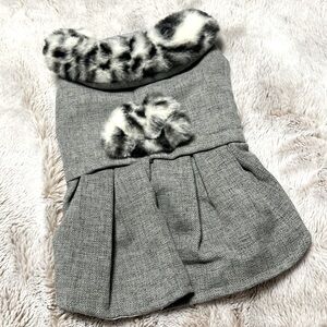 Dog dress with faux fur